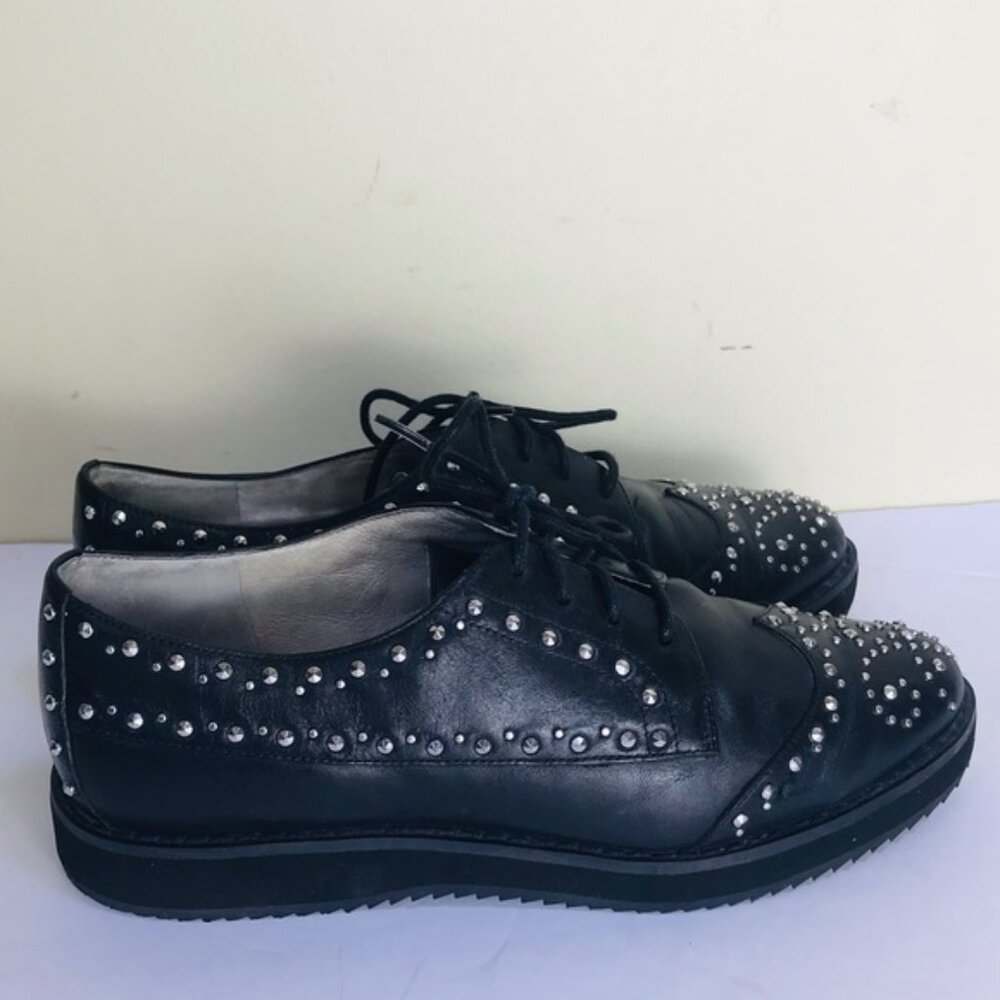 Michael Kors Oxford Studs Leather Lace Up Shoes Grommets Flats Booties Wedge‎ 7